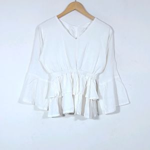 Peplum V Neck Tops(Women's)