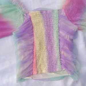 New Multi Colour  Crop Top ( Soft Net)