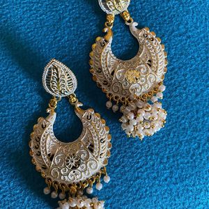Golden Jhumka With Hanging Earring