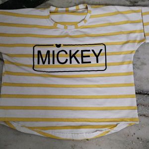 Cute Yellow And White Mickey Crop Top