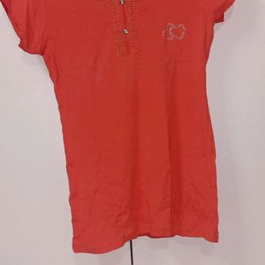 Orange Chic Moda Shirt Women Size L