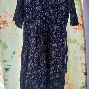 Foral Navy Blue Dress