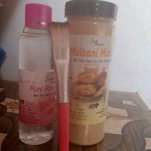 Multani Mitti Power , Gulab Jal, Brush