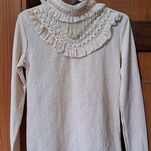 Women's Korean Pearl Neck Top