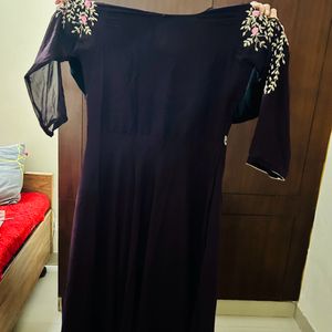 Wine Colour Long Gown For Women