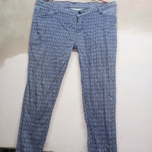 Slim Fit Bluish Printed Trendy Jeans