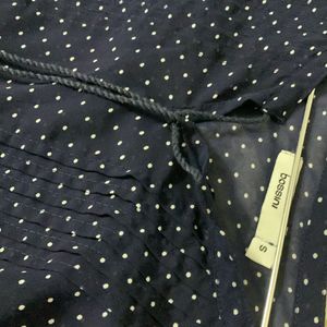 Polka Dots Dark Blue Sheer Top