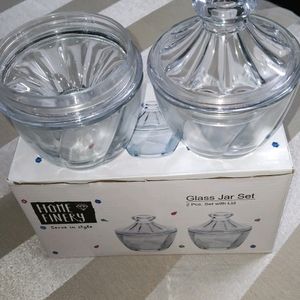 Glass Jar Set 2 Pcs.set With Lid