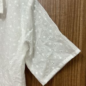 MANGO white Lace Crop Shirt for Women