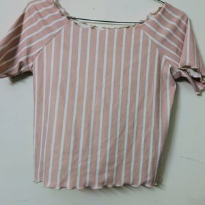 Peach & White Striped Top