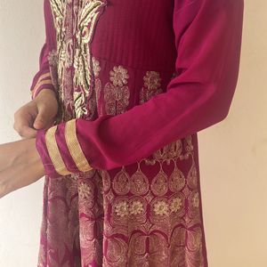 Amazing Grape Colour Gown With  Embroidery Work