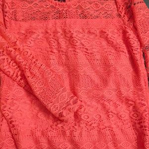 A Coral Netted Cotton Top