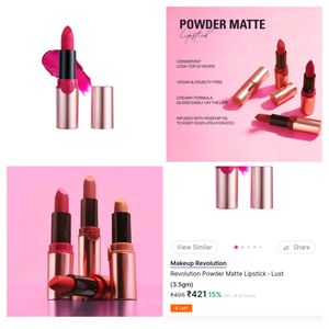 2pc Makeup Revolution Powder Matte Lipstick