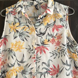 Branded  H&m Cut Sleeve Floral  Top Shirt