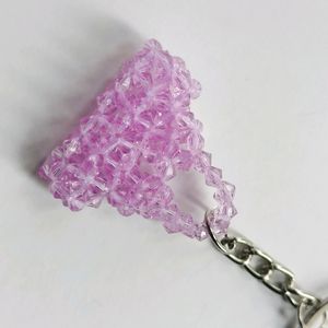 Lavender Beaded Bag Keychain