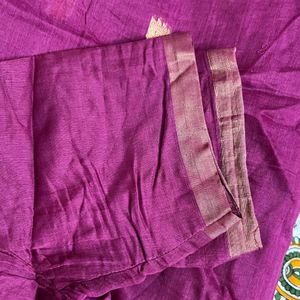 Used Chanderi Cotton Saree for Sale with blouse