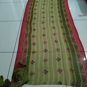 Green And Maroon Saree