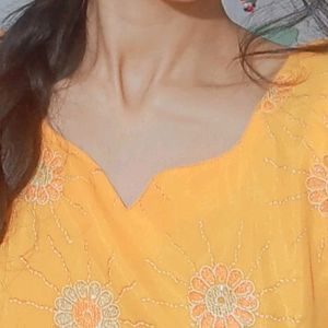 Round Kurti With Skirt Haldi Dress