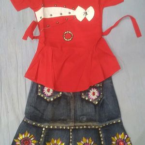 Jeans Top For Girls 5-7 Years