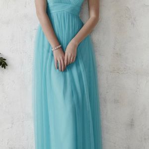 Blue Elegant V Neck Net Gown (Bust:32/34)