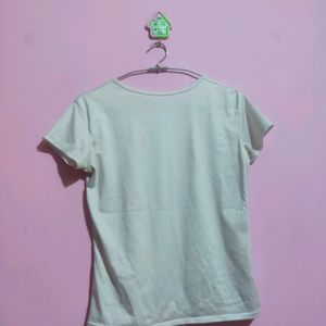 White Slim Fit Tshirt For Women