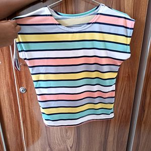 Multi Colour Horizontal Strip Top