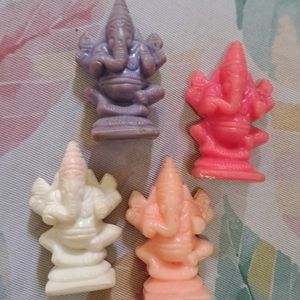 Small colourful Plastic Ganesha (Set Of 4).