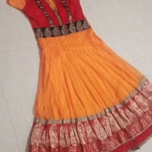 Anarkali Orange Gown