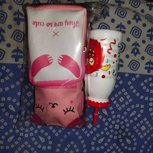 Kids Impirted Sipper And Pouch Pencil Kit