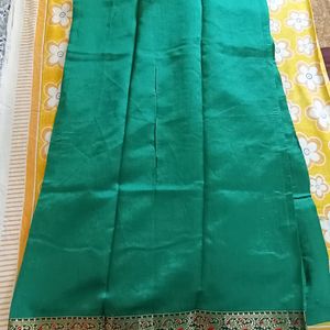 Green Saree With Attached Blouse Piece