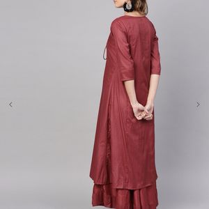 Aks Checked Gown Dress