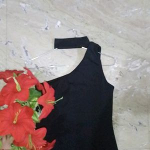 One Side Off Shoulder Black Dress For Girls