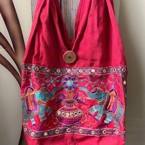 Royal Red Hand embroidered Bag