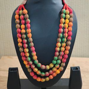 Brand New Three Layers Cotton Cloth Bead Necklace