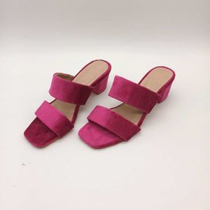 Magenta Velvet Block Heels 2 Inches.