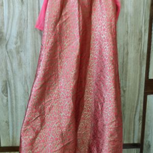 Pink Ethnic Front Cut Gown For Women