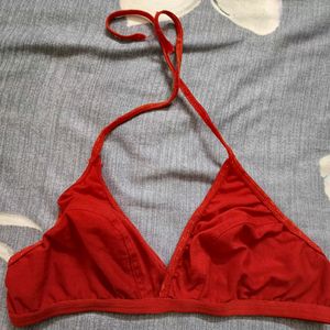 Red Tie Up Bra