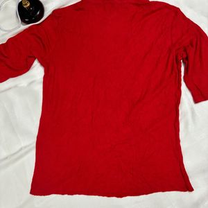 korean Girl Turtle Neck Red Top