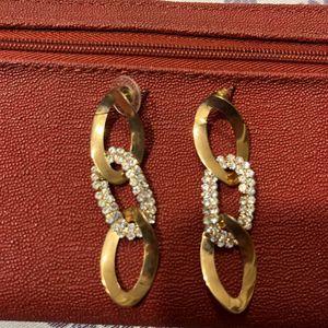 Ethnic Festive Wear Golden + Diamond Earrings