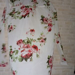 Women's Off White Flower Print Shirt