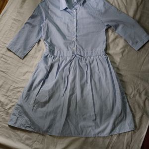 Blue/White Striped Shirt Dress