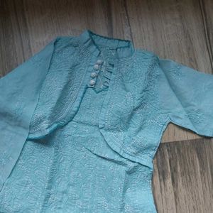 Chikankari Kurti With Attached Jacket