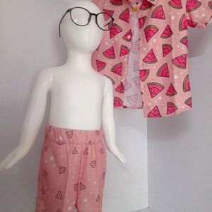 Printed Premium Cotton Co-ord Set For Kids Boys🍉