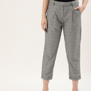 Grey Tapered Croped Trousers