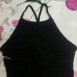 Black Criss Cross Back Crop Top