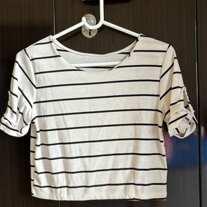 White And Black Stripped Top