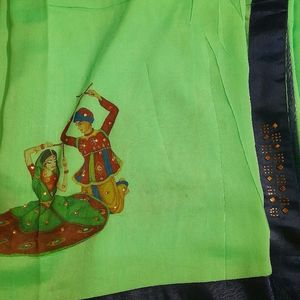 Fluorescent Green Designer Saree with Blouse