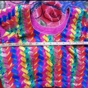 Multi Colour Blouse With Round Neck