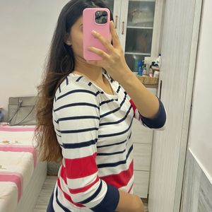 3/4th Sleeves Striped Top