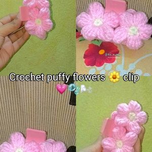 Crochet Puffy Flowers 🌸 Clip